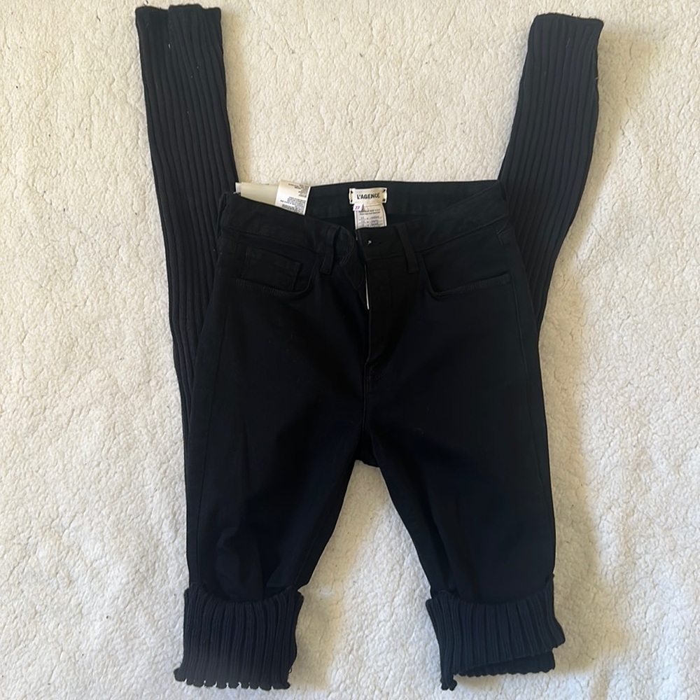 NWT | L’Agence | Margot High Rise Black Leg Warmer Skinny Jeans Size 27